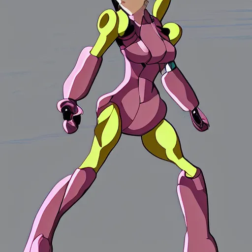 Prompt: A woman who fights in a mech, Japanese animation style.