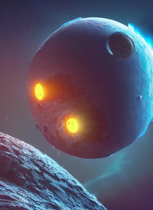 Prompt: planet with a angry emoji face eating another planet on space, digital art, au naturel, hyper detailed, digital art, trending in artstation, cinematic lighting, studio quality, smooth render, unreal engine 5 rendered, octane rendered, art style by pixar