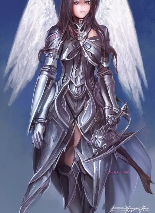 Image similar to concept art. angel knight girl. artsation trending. highly detailed