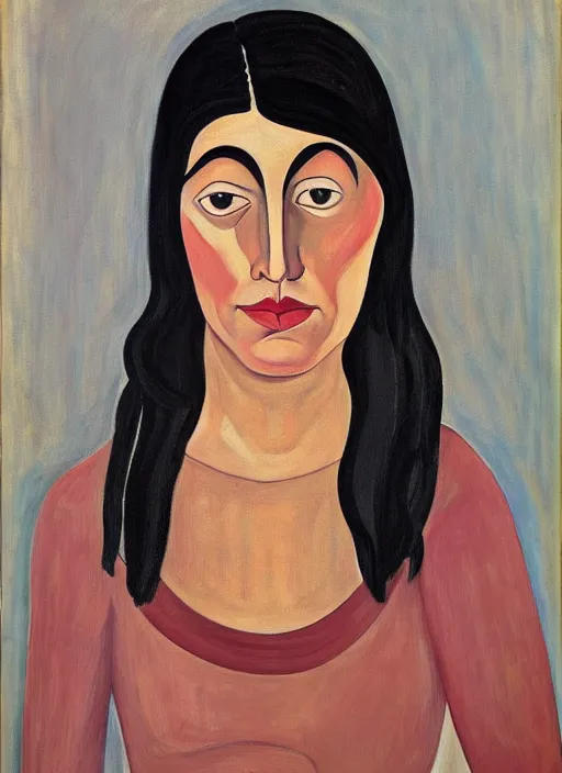 Image similar to a portrait of a pretty young lady by alice neel