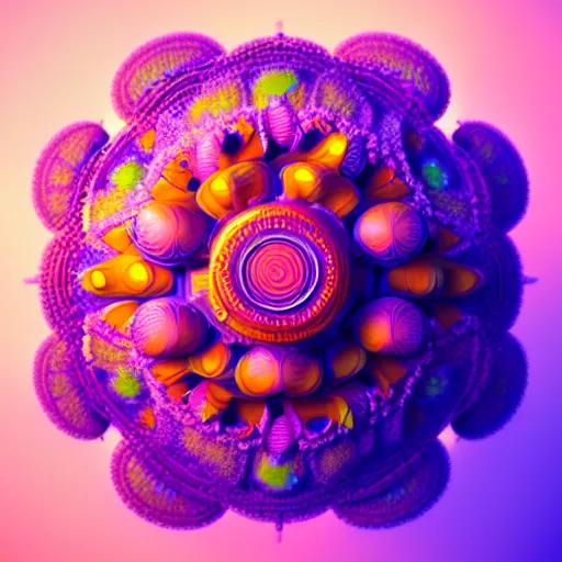 Prompt: A mandelbulb like flower, highly detailed and intricate, hyper realistic, colorful, sci fi, artstation, octane render, 8k by beeple