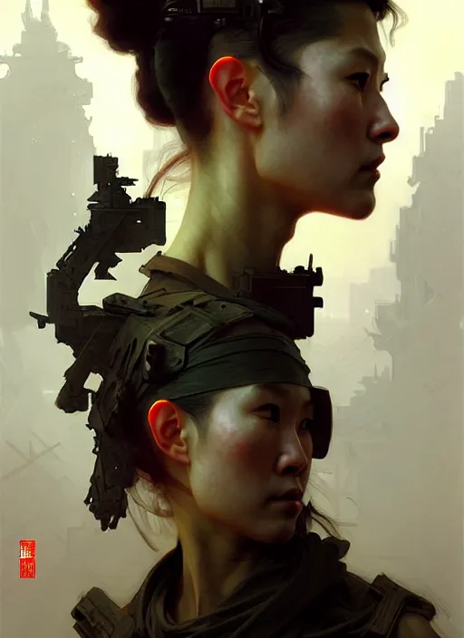 Image similar to character concept portrait of the last days of war between USA and CHINA, post apocalyptic, intricate, elegant, digital painting, concept art, smooth, sharp focus, illustration, from Metal Gear, by Ruan Jia and Mandy Jurgens and William-Adolphe Bouguereau, Artgerm
