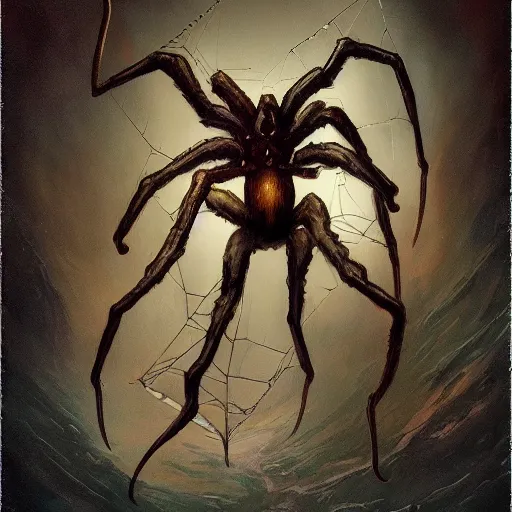 Image similar to Portrait of Handsome Spider Cryptid Model Standing, the humanoid. willian murai Pete Mohrbacher Raymond Swanlandy todd lockwood marc simonetti stephan matiniere Lamin Martin.