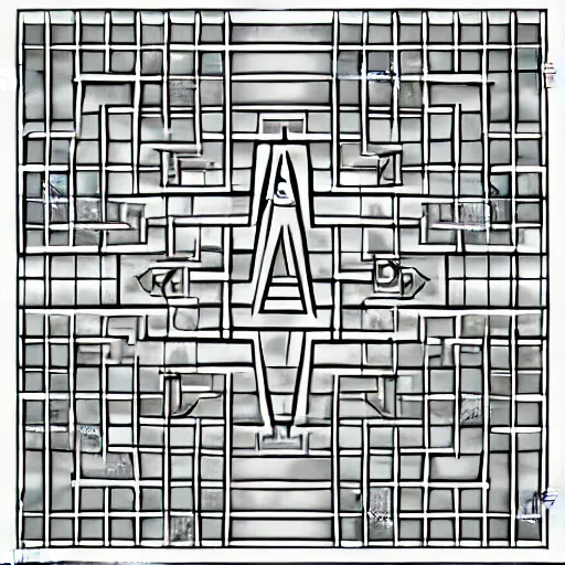 Prompt: magic symbol alphabet in a grid
