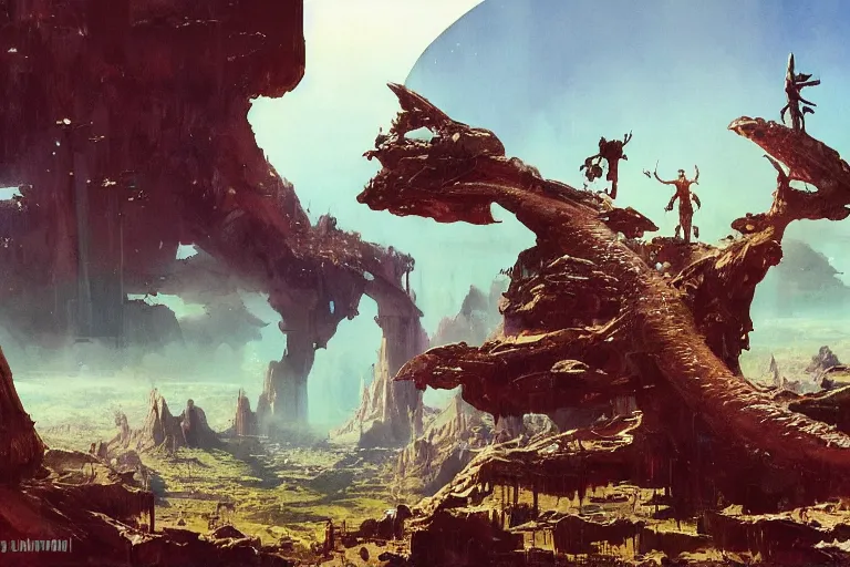 Image similar to pulp scifi illustration, space woman meets science fiction lizard in beautiful landscape, baobab trees, waterfall, distant mountains, dynamic action, by norman rockwell, jack kirby, john berkey, bergey, craig mullins, ruan jia, raymond swanland, jeremy mann, beksinski, tom lovell, alex malveda, schomburg