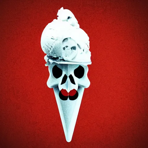 Prompt: an ice cream cone but the ice cream is a skull