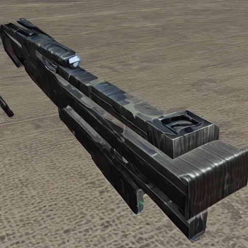 Image similar to a realistic looking photon rifle from Phantasy Star Online, high detail, high contrast, desert camouflage