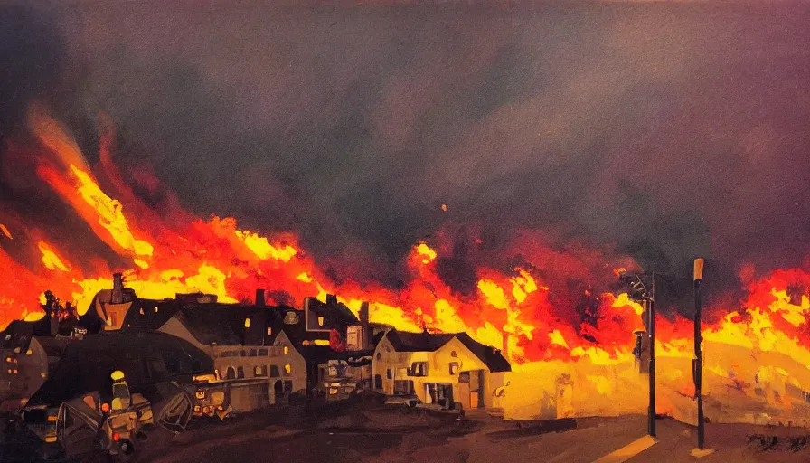 Image similar to hildenburg crash, fire, cloudy, night