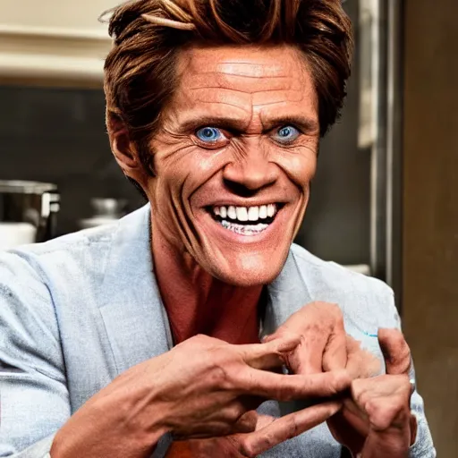 Image similar to Willem dafoe as gordom ramsay 4k