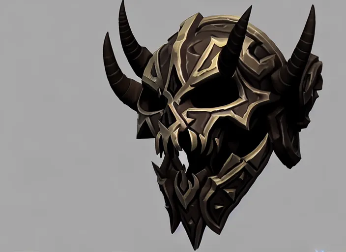 Image similar to horned skull mask, stylized stl, 3 d render, activision blizzard style, hearthstone style, darksiders art style