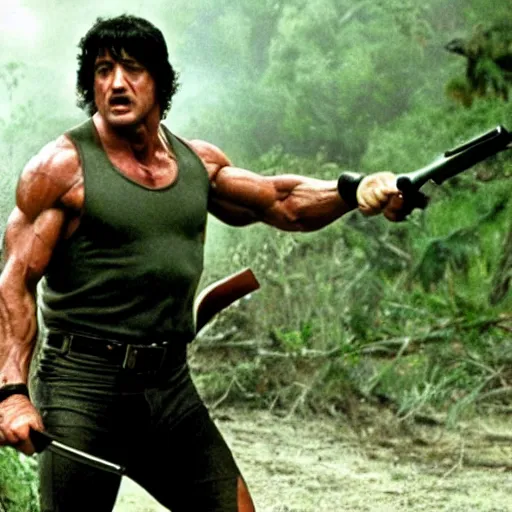 Image similar to sylvester stallone as john rambo in first blood