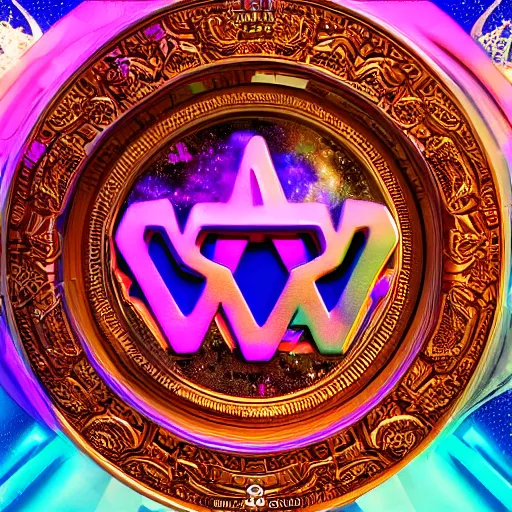 Image similar to a and w vaporwave logo, digital art, cosmic, 3 d high definition, trending on art station, photorealistic, high resolution, 8 k, octane, hyper detailed, insane details, intricate, elite, ornate, elegant trend, highly detailed and intricate, sharp focus, photography, unreal engine