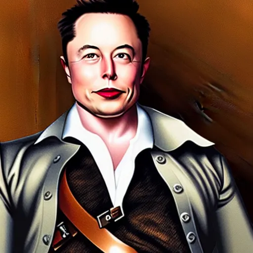 Prompt: full body photo of elon musk as a musketeer, he has a big black hat and holds a shiny sword