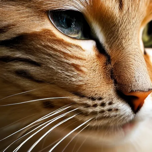 Image similar to a closeup photo of a cat with a really long nose,