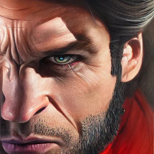 Prompt: Wolverine Portrait by Mandy Jurgens