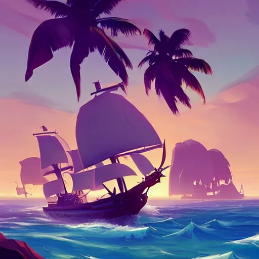 Image similar to painting treasure on sea of thieves game smooth median photoshop filter cutout vector, behance hd by jesper ejsing, by rhads, makoto shinkai and lois van baarle, ilya kuvshinov, rossdraws global illumination