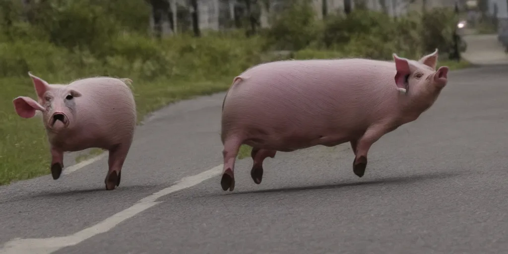 Prompt: The pig is running very fast, 4k, HDR