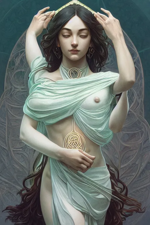 Prompt: ultra realistic illustration, a jade statue of sacred geometry, intricate, elegant, highly detailed, digital painting, artstation, concept art, smooth, sharp focus, illustration, art by artgerm and greg rutkowski and alphonse mucha