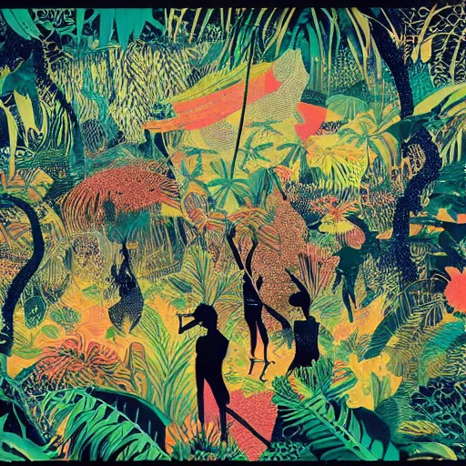 Image similar to disco diffusion painting of the jungle by victo ngai and malika favre, masterpiece, contest award winner