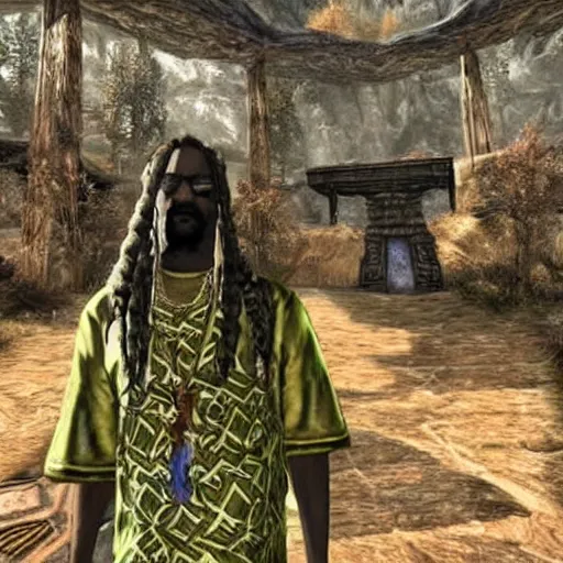 Prompt: snoop dogg in the elder scrolls skyrim