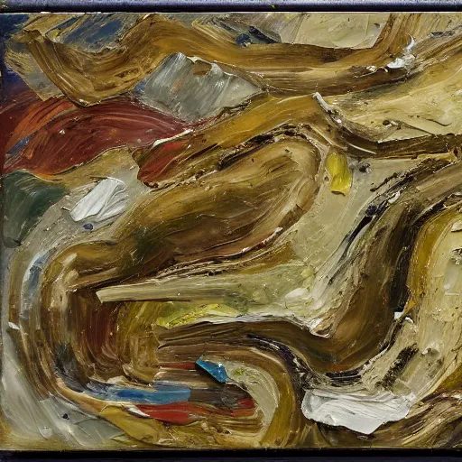 Image similar to oil paint impasto relief, beautiful italian beach scene, multi layered thick brush marks, some splattered paint, in the style of lucian freud and frank auerbach