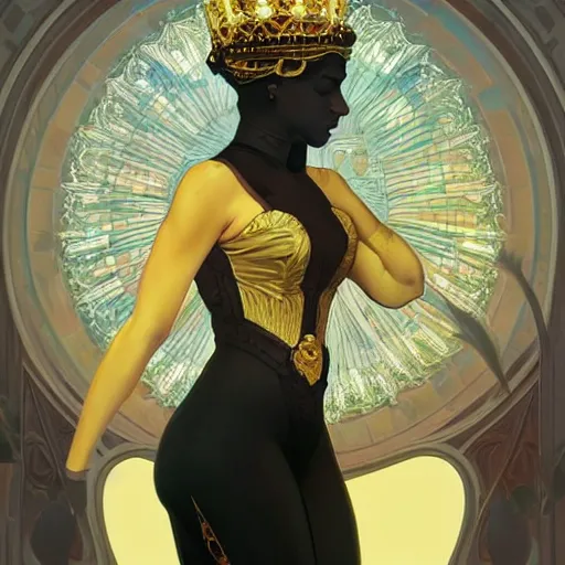 Image similar to servant kneeling before a proud queen, yellow eyes, highly detailed, digital painting, artstation, smooth, sharp focus, illustration, art by artgerm and alphonse mucha, high definition digital art, in the style of ilya kuvshinov and Ross tran