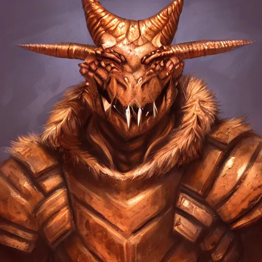 Image similar to portrait concept art of a wounded, copper, scaly dragonborn barbarian with a lot of battlescarsand a missing eye, character design, concept art, render, trending on artstation