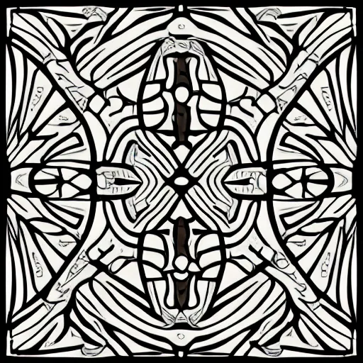 Prompt: and art nouveau floor pattern, scifi inspired, thin lines, black and white