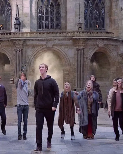 Prompt: a screen shot from the movie where mark zuckerberg plays harry potter