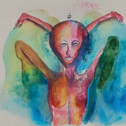 Image similar to the concept of schizophrenia in the form of a water colour painting