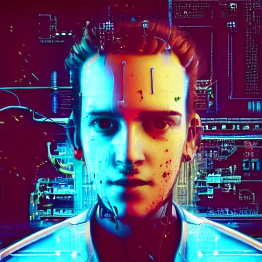 Image similar to Beautiful Photo of Arduino Uno in the robot's head.Cyberpunk. splatterpunk. 4K
