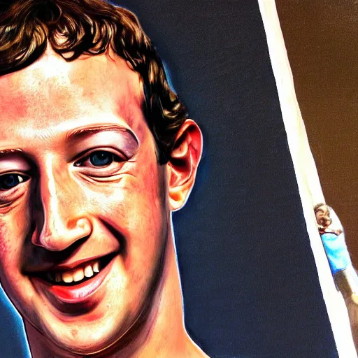 Prompt: detailed portrait of mark zuckerberg at pool party by william