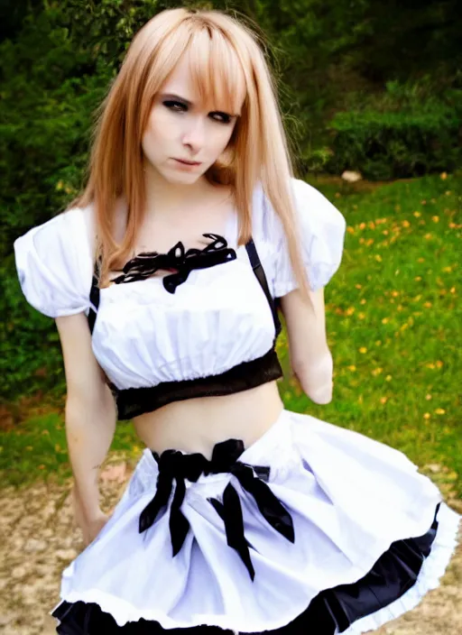 Image similar to emo girl in a maid outfit