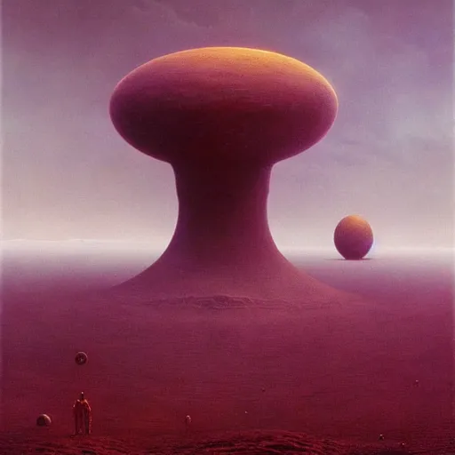 Image similar to alien creatures in a dystopian alien landscape, artstyle Zdzisław Beksiński, very intricate details, high resolution, 4k