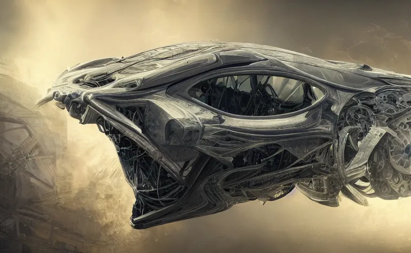 Image similar to sport car, hyperrealistic mixed media, stunning 3d render inspired art by P. Craig Russell and Barry Windsor-Smith + perfect facial symmetry + dim volumetric lighting, 8k octane beautifully detailed render, post-processing, extremely hyperdetailed, intricate futuristic mechanic parts, epic composition, grim yet sparkling atmosphere, cinematic lighting + masterpiece, trending on artstation