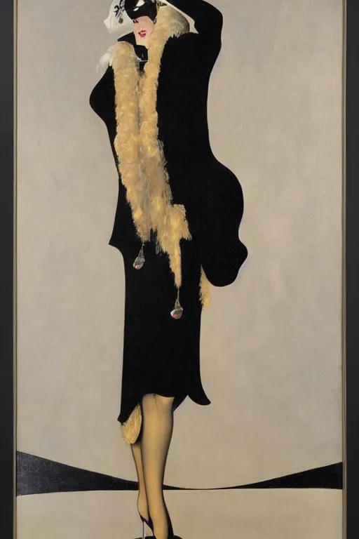 Image similar to a oil painting depicting a Jazz Age high society figure, 1920s style, smooth, highly detailed, high contrast, Coles Phillips, Dean Cornwell, JC Leyendecker, 8K