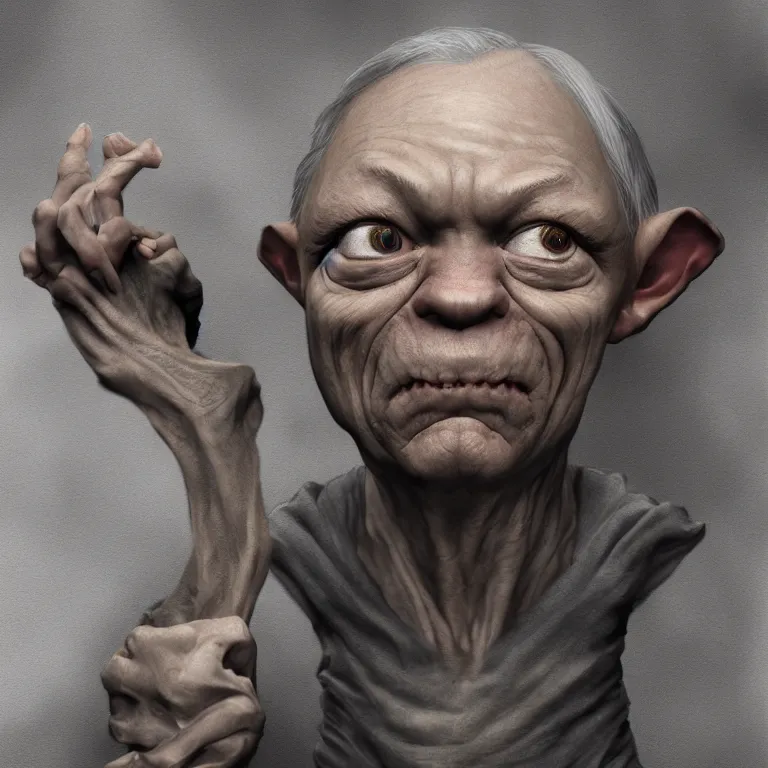 Image similar to Jeff Sessions as Gollum, medieval fantasy, digital art, 8k resolution, artstation