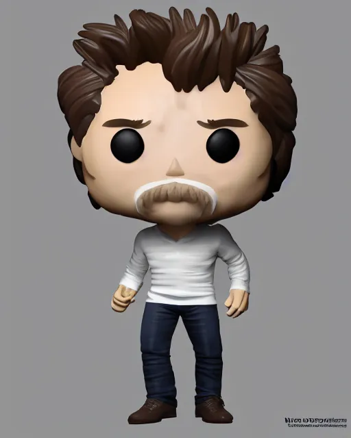 Image similar to full body 3d render of willem dafoe as a funko pop, studio lighting, white background, blender, trending on artstation, 8k, highly detailed