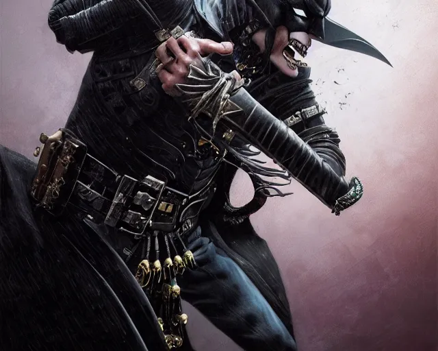 Image similar to highly detailed portrait of johnny depp as the batman who laughs, in mortal kombat 1 1, stephen bliss, unreal engine, fantasy art by greg rutkowski, loish, rhads, ferdinand knab, makoto shinkai and lois van baarle, ilya kuvshinov, rossdraws, tom bagshaw, global illumination, radiant light, detailed and intricate environment