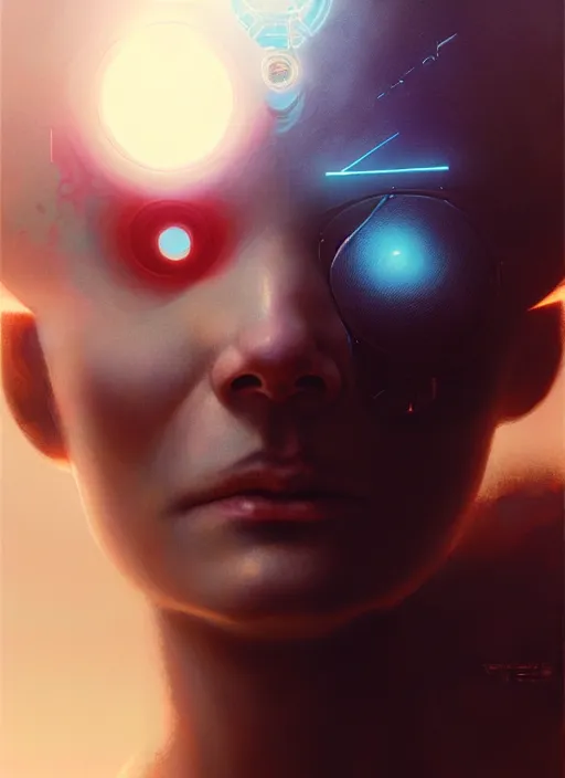 Image similar to a portrait of cyborg transcendence, surrealism, surrealist conceptual art, realist, digital painting, aesthetics, soft, sharp focus, vintage, artstation hd, by greg rutkowski, bruce pennington, valentina remenar and asher duran