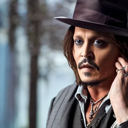 Image similar to johnny depp starring in the movie dog man face, movie still, 8 k