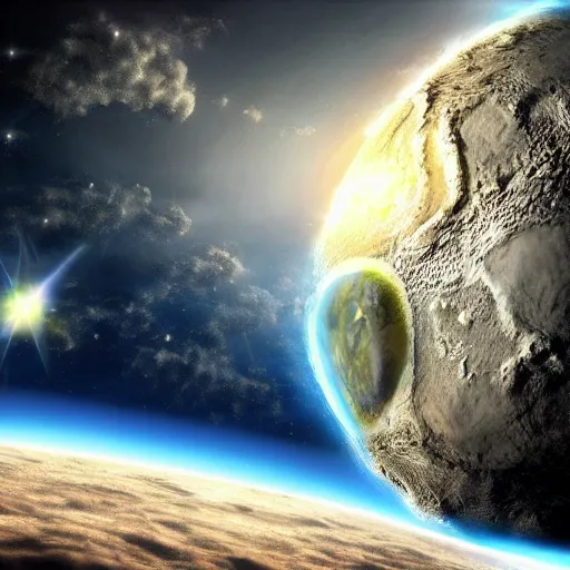 Prompt: asteroid hits earth realistic wallpaper