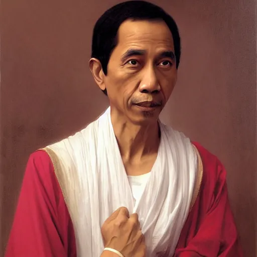 Image similar to jokowi royal portrait painted by William-Adolphe Bouguereau, behance,artstation