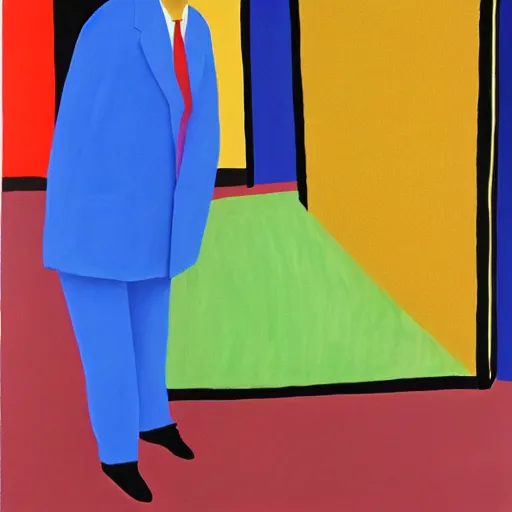 Image similar to painting of an invisible man, by hockney