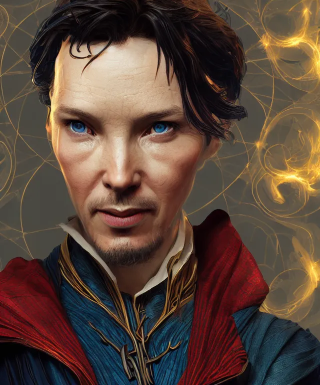 Image similar to doctor strange female, au naturel, hyper detailed, digital art, trending in artstation, cinematic lighting, studio quality, smooth render, unreal engine 5 rendered, octane rendered, art style by klimt and nixeu and ian sprigger and wlop and krenz cushart