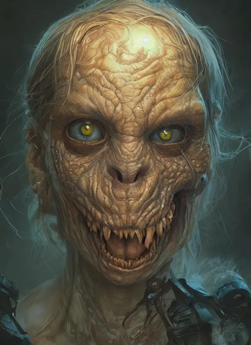 Image similar to highly detailed portrait of pumpkinhead, realistic, horror, fantasy art by greg rutkowski, stanley artgerm, loish, rhads, tom bagshaw, global illumination, radiant light, detailed and intricate environment