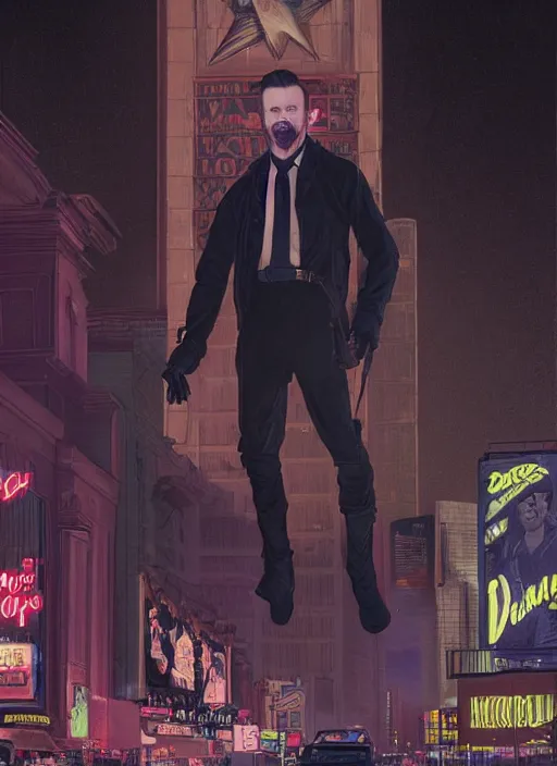 Image similar to 35mm kodak portra portrait of chris evans as a darkwave vampire on the Las Vegas strip at night by tomer hanuka and tom bagshaw, hyper realism, high detail, octane render, 8k, trending on artstation, CGsociety, concept art