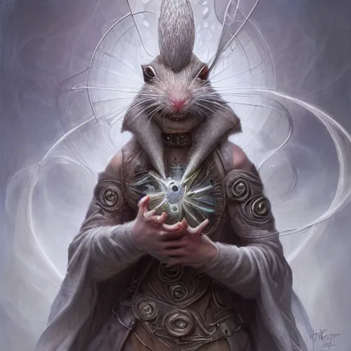 Image similar to front shot of an alchemist rat wearing a white coat, intricate, elegant, highly detailed, centered, concept art, smooth sharp focus, artgerm, Tomasz allen Kopera, Peter Mohrbacher