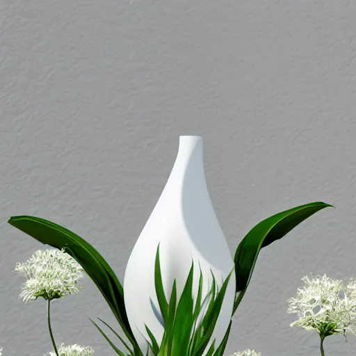 Image similar to perfume bottle in a white zen clean modern minimalist garden with cute flowers by peter tarka in an ivory room well contoured smooth fair walls, up close shot, sharp focus, zen, clean, modern minimalist, zaha hadid octane highly render, 4 k, ultra hd,