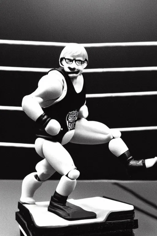 Image similar to stephen hawking as a 1 9 8 0 s wrestling action figure